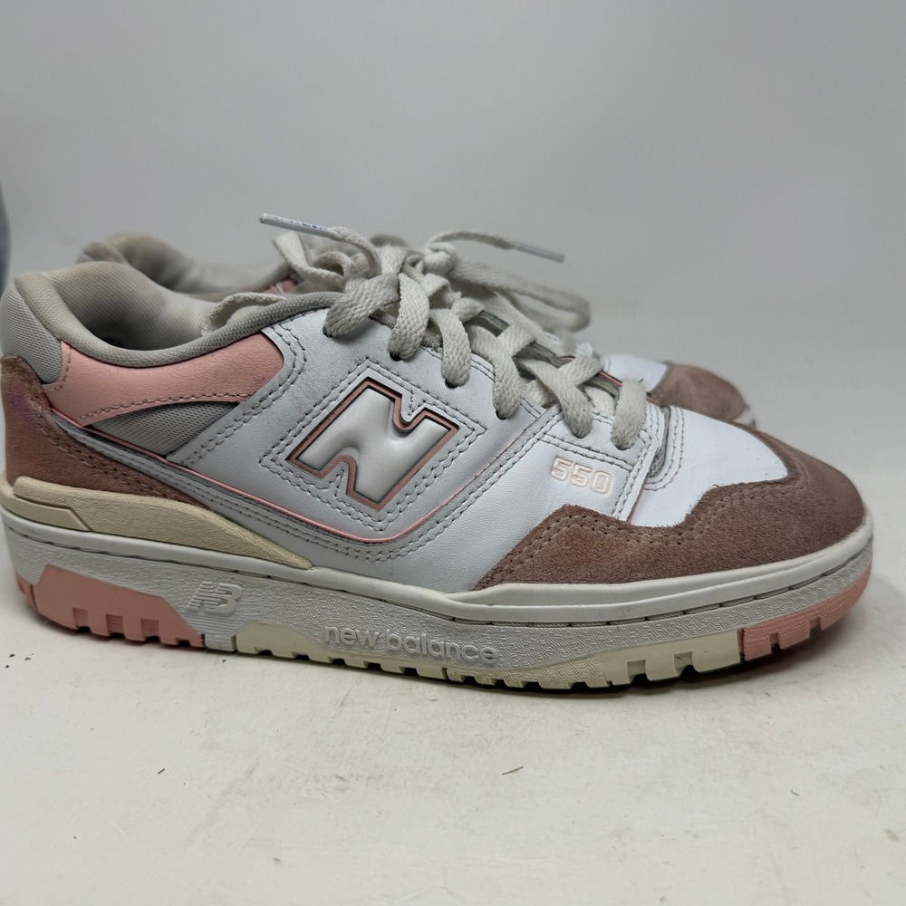 New Balance Sneakers Womens 7 550 White Pink Rose GSB550CD Low Top Basketball